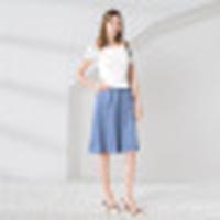 诗萌牛仔裙女中长款2018夏季新款纯色高腰韩版显瘦百褶裙半身裙女