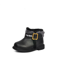 泰兰尼斯宝宝皮革拼接加绒保暖棉靴