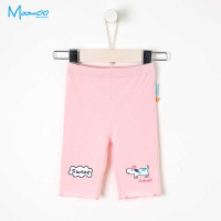 moomoo童装女幼童短裤夏装新款2018小宝宝卡通针织七分打底裤