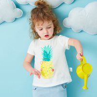 moomoo儿童上衣女卡通短袖T恤夏装纯棉休闲体恤女