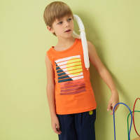 moomoo童装男童儿童夏装男印花无袖T恤宽松纯棉运动背心