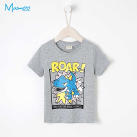 moomoo童装男中童短袖T恤2018夏季新款动物印花休闲学生短袖
