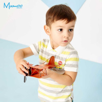 moomoo童装男幼童多彩条纹POLO短袖T恤2018夏装新款小宝宝上衣