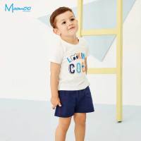 moomoo童装男幼童套装2018夏装新款小宝宝儿童短袖短裤两件套