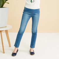 moomoo童装女童裤子春秋季修身针织休闲牛仔裤