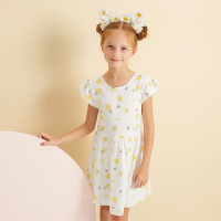 moomoo夏季裙子休闲印花无袖连衣裙女修身显瘦可爱蝴蝶结背心裙女