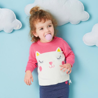 moomoo童装女婴童多彩卡通图案针织套头衫