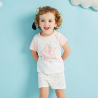 moomoo童装2017夏装新款男女婴童纯棉宝宝家居服套装