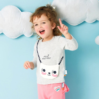 moomoo童装女婴童印花长袖T恤2017新款宝宝上衣女