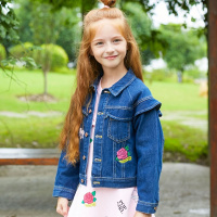 moomoo童装女童休闲潮流牛仔衣2017春装新款儿童长袖外套