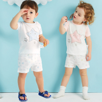 moomoo童装男女婴童纯棉短袖家居服夏装新款宝宝套装