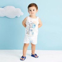 moomoo童装男婴童纯棉背心短裤2017新款宝宝家居服套装