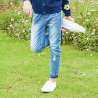 美特斯邦威女童裤子2017新款破洞小脚弹力牛仔裤女童装