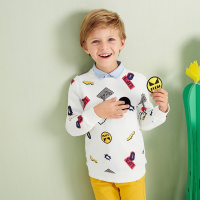moomoo童装男童套头衫2017新款中大童纯棉针织长袖卫衣男