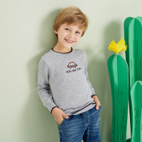 moomoo童装男童套头长袖毛衫2017春装中大童纯棉针织毛衣