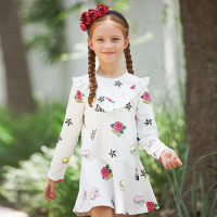 美特斯邦威童装2017新款女童休闲荷叶边公主风针织连衣裙