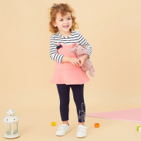 moomoo童装春秋女婴童针织修身套装长袖裤子2017新款小宝宝两件套