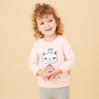 moomoo童装春秋季2017新款女婴童印花长袖卫衣可爱百搭小宝宝上衣