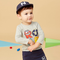 moomoo童装男婴童多彩图案针织长袖T恤可爱休闲春秋装小宝宝上衣