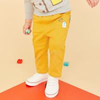 moomoo童装男婴童糖果色卡通梭织长裤春秋装小宝宝裤子