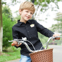 美特斯邦威男童上衣儿童长袖衬衫男2017新款童装纯棉衬衣