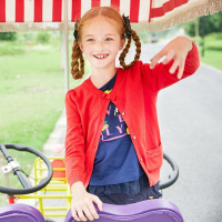 美特斯邦威童装2017新款女童纯棉针织开衫中大童休闲毛衫