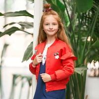 美特斯邦威童装女童保暖棉服冬季休闲长袖荷叶边棉衣外套