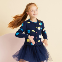 美特斯邦威童装女童多彩波点毛衣外套294751