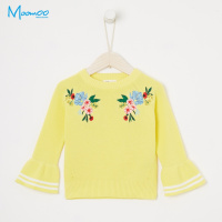 moomoo童装女童套头衫2018春装新款中大童喇叭袖套头毛衫女