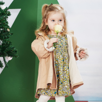 moomoo童装女幼童梭织夹里风衣2018春秋新款小宝宝外套小孩上衣