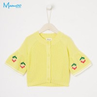 moomoo童装女童针织衫2018春季新款中大童喇叭袖绣花毛衣女