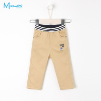 moomoo童装男幼童长裤2018春季新款小宝宝撞色松紧腰休闲裤