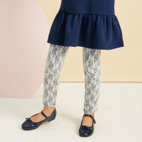 moomoo夏季裤子女拼接优雅蕾丝打底裤长裤女童装