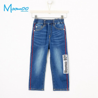 moomoo童装男童牛仔长裤2018春季新款中大童学生纯色牛仔长裤
