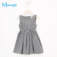 moomoo童装女童连衣裙2018夏季新款小清新田园风印花背心裙