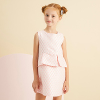 美特斯邦威童装女童拼接荷叶边A版梭织连衣裙