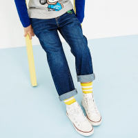 moomoo童装男童牛仔裤2018春季新款中大童纯色牛仔长裤儿童男