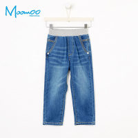 moomoo童装男童牛仔长裤2018春季新款男中童学生牛仔长裤男