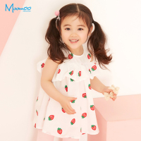 moomoo童装女幼童连衣裙2018夏季新款小宝宝露肩荷叶边裙子夏