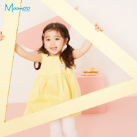 moomoo童装女幼童连衣裙2018夏装新品小宝宝蝴蝶结纯色连衣裙夏