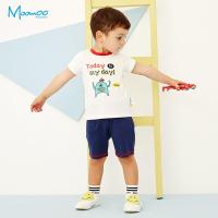 moomoo童装男幼童套装夏季新款小宝宝儿童短袖短裤撞色两件套