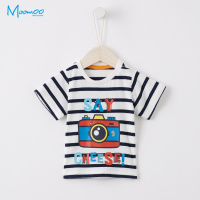 moomoo童装男幼童短袖T恤休闲印花可爱风小宝宝上衣2018夏季新款
