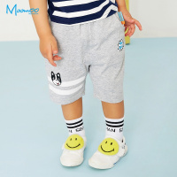 moomoo童装男幼童短裤夏装新款2018小宝宝印花休闲松紧腰七分裤