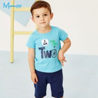 moomoo童装男幼童套装儿童糖果色短袖七分裤两件套2018夏季新款