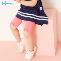 moomoo童装女幼童短裤小宝宝纯色针织打底裤2018夏季新款五分裤
