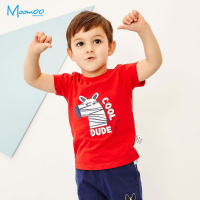 moomoo童装男幼童短袖T恤糖果色卡通字母印花休闲2018夏季新款T恤