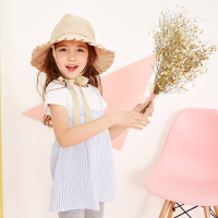 moomoo童装女中童针织假两件2018夏装新款学生小清新田园风娃娃衫