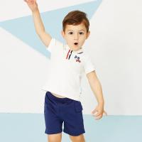 moomoo童装男幼童套装2018夏季新款小宝宝短袖短裤两件套男