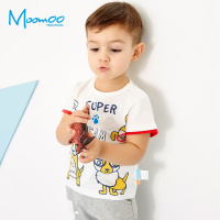 moomoo童装男幼童短袖T恤2018夏季新款小宝宝卡通印花短袖