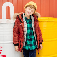 moomoo童装男童精致人字纹羽绒服冬季保暖中大童羽绒服295173